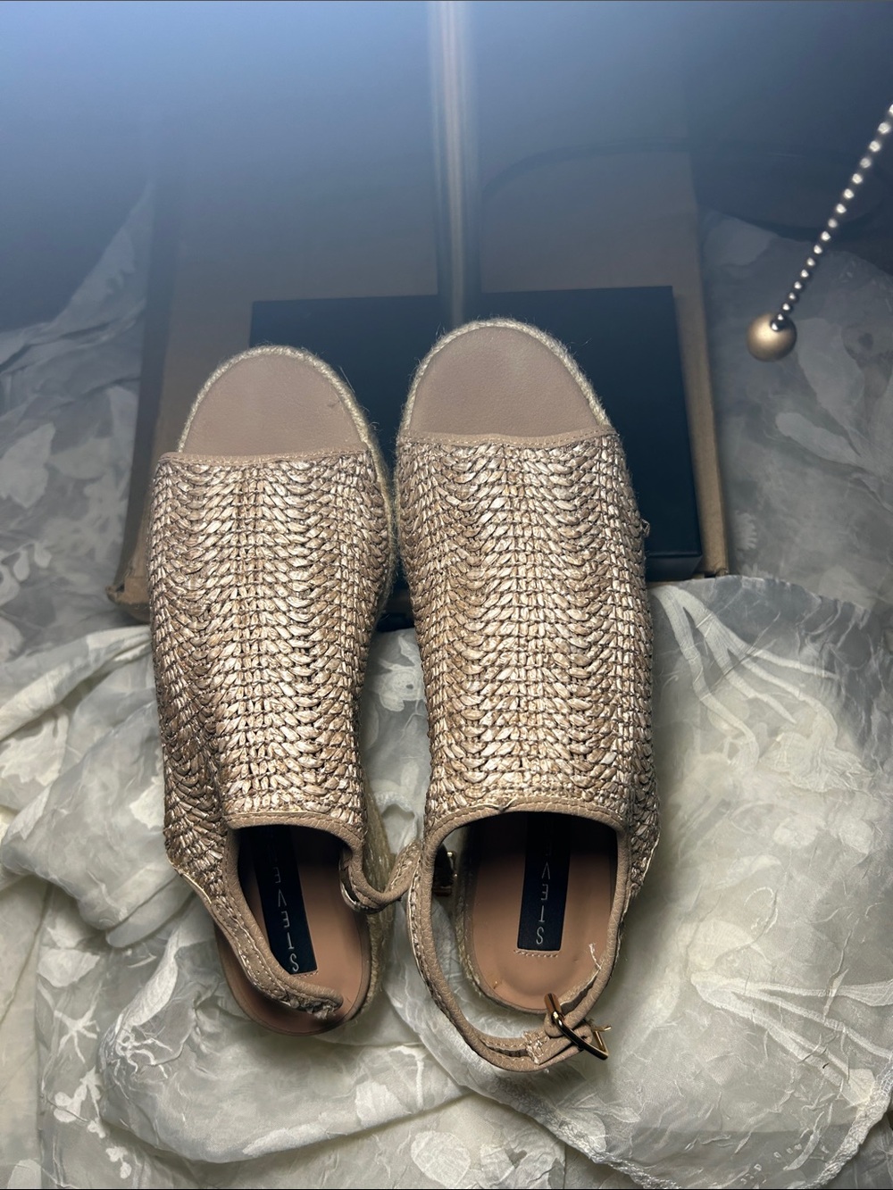 Steve Madden Woven Slingback Sandals in Beige